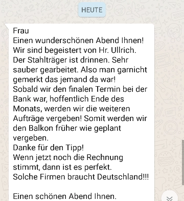 WhatsApp eines Privatkunden